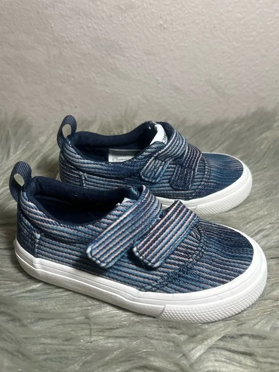 TOMS Fenix Double Strap Boys Navy Blue Slip-On with Hook Loop Straps Sneaker Sz6 - Picture 4 of 9